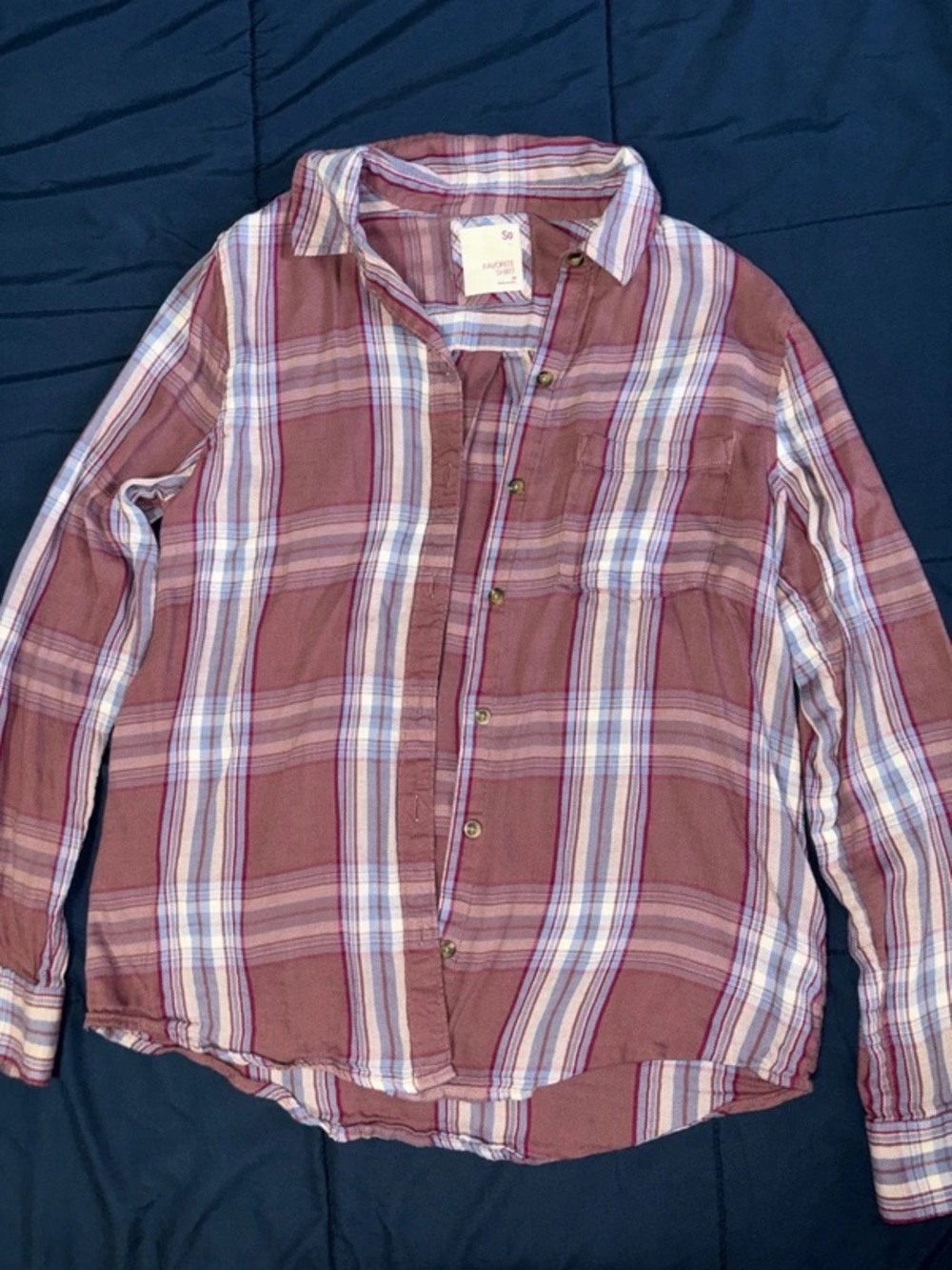Women’s Plaid Button-Down Shirt - Pink/White